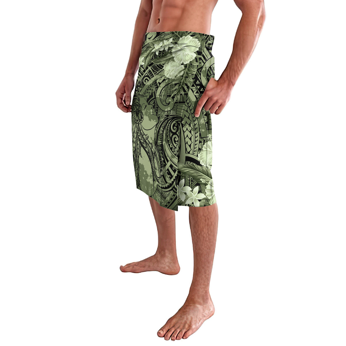 Pacific Beauty Girl Lavalava Green Polyneisan Tribal Vintage Motif LT9 - Polynesian Pride
