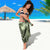 Pacific Beauty Girl Sarong Green Polyneisan Tribal Vintage Motif
