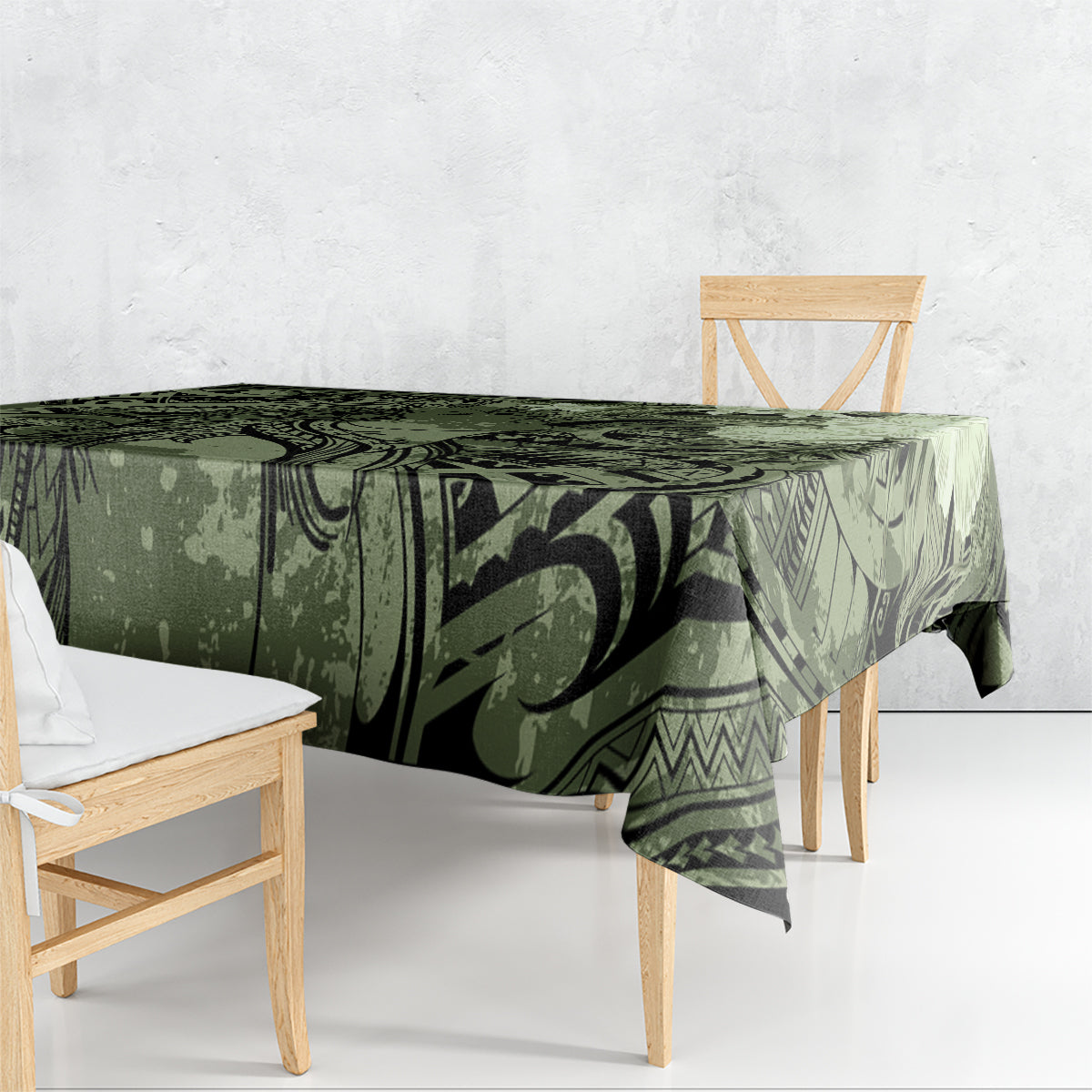 Pacific Beauty Girl Tablecloth Green Polyneisan Tribal Vintage Motif LT9 - Polynesian Pride