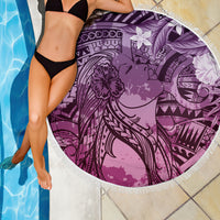 Pacific Beauty Girl Beach Blanket Pink Polyneisan Tribal Vintage Motif LT9 - Polynesian Pride