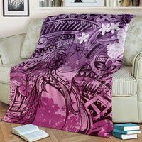 Pacific Beauty Girl Blanket Pink Polyneisan Tribal Vintage Motif LT9 - Polynesian Pride