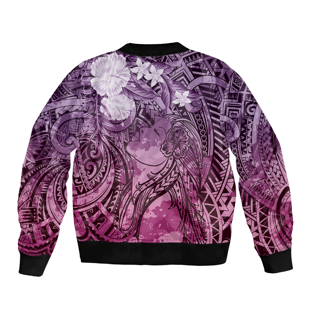 Pacific Beauty Girl Bomber Jacket Pink Polyneisan Tribal Vintage Motif LT9 - Polynesian Pride