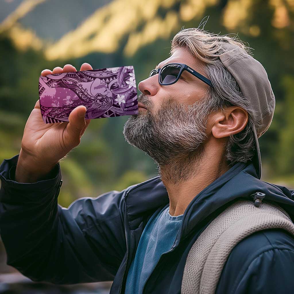 Pacific Beauty Girl 4 in 1 Can Cooler Tumbler Pink Polyneisan Tribal Vintage Motif
