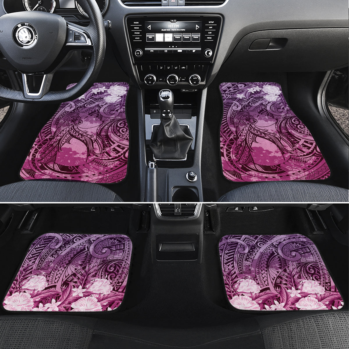 Pacific Beauty Girl Car Mats Pink Polyneisan Tribal Vintage Motif LT9 Set 4pcs Pink - Polynesian Pride