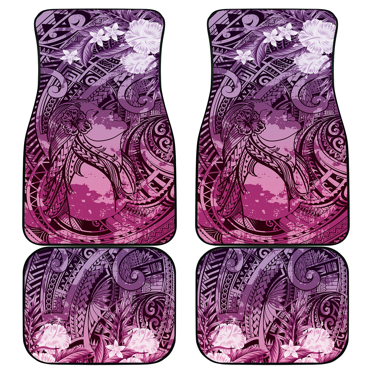 Pacific Beauty Girl Car Mats Pink Polyneisan Tribal Vintage Motif LT9 - Polynesian Pride