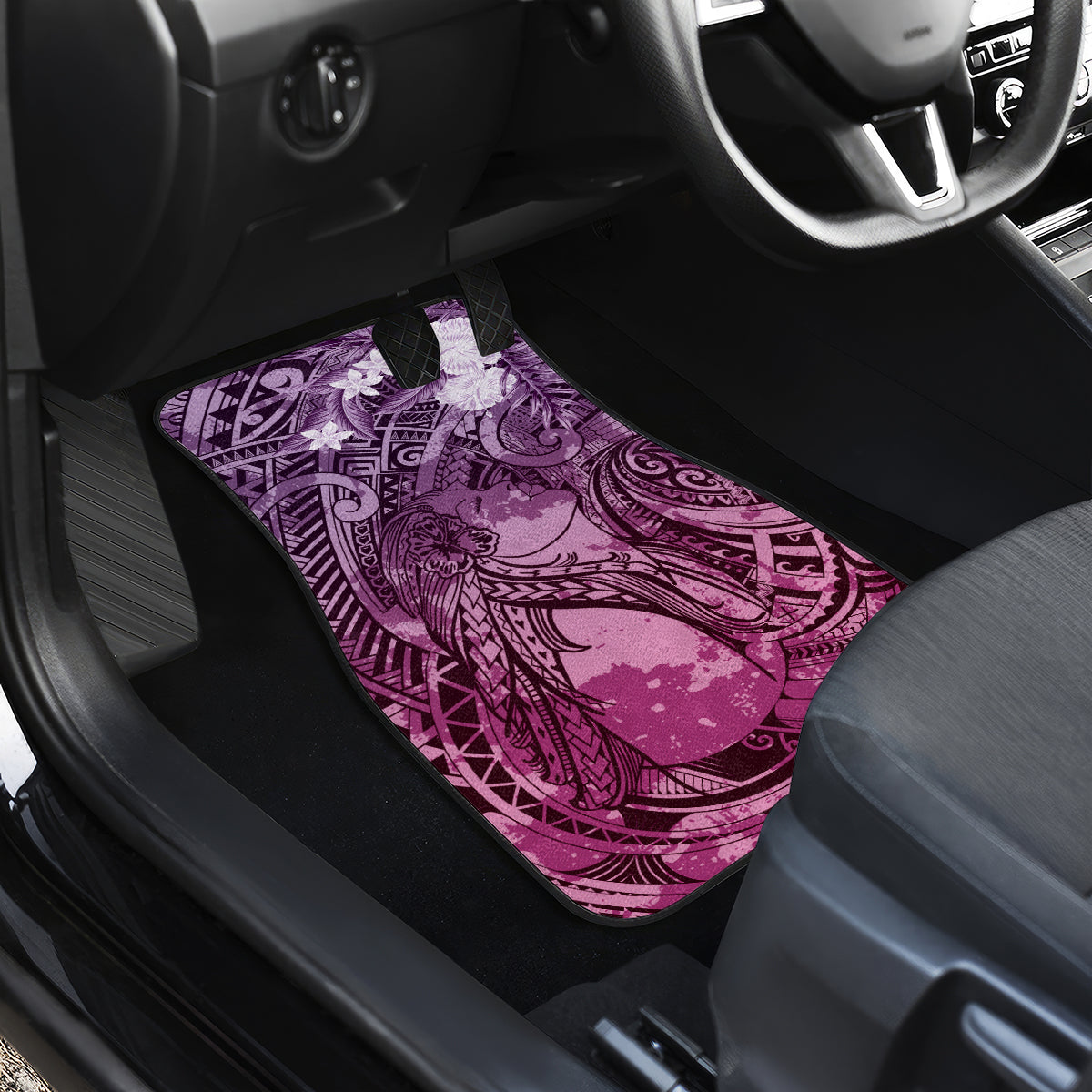 Pacific Beauty Girl Car Mats Pink Polyneisan Tribal Vintage Motif LT9 - Polynesian Pride