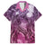 Pacific Beauty Girl Family Matching Short Sleeve Bodycon Dress and Hawaiian Shirt Pink Polyneisan Tribal Vintage Motif