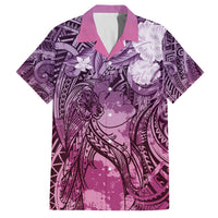 Pacific Beauty Girl Family Matching Tank Maxi Dress and Hawaiian Shirt Pink Polyneisan Tribal Vintage Motif