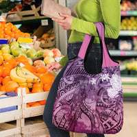 Pacific Beauty Girl Grocery Bag Pink Polyneisan Tribal Vintage Motif LT9 - Polynesian Pride