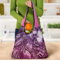 Pacific Beauty Girl Grocery Bag Pink Polyneisan Tribal Vintage Motif LT9 - Polynesian Pride