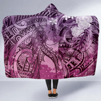 Pacific Beauty Girl Hooded Blanket Pink Polyneisan Tribal Vintage Motif LT9 - Polynesian Pride