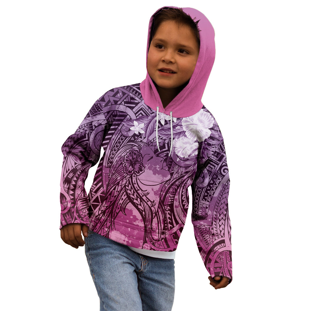 Pacific Beauty Girl Kid Hoodie Pink Polyneisan Tribal Vintage Motif