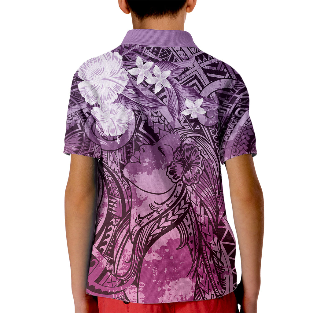 Pacific Beauty Girl Kid Polo Shirt Pink Polyneisan Tribal Vintage Motif