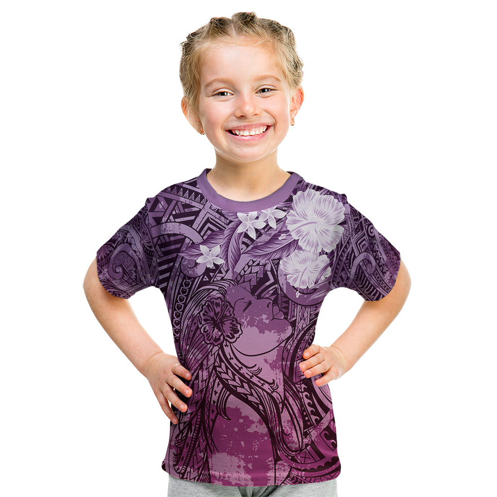 Pacific Beauty Girl Kid T Shirt Pink Polyneisan Tribal Vintage Motif