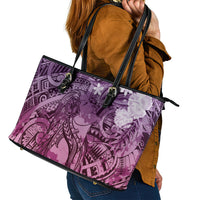 Pacific Beauty Girl Leather Tote Bag Pink Polyneisan Tribal Vintage Motif LT9 - Polynesian Pride