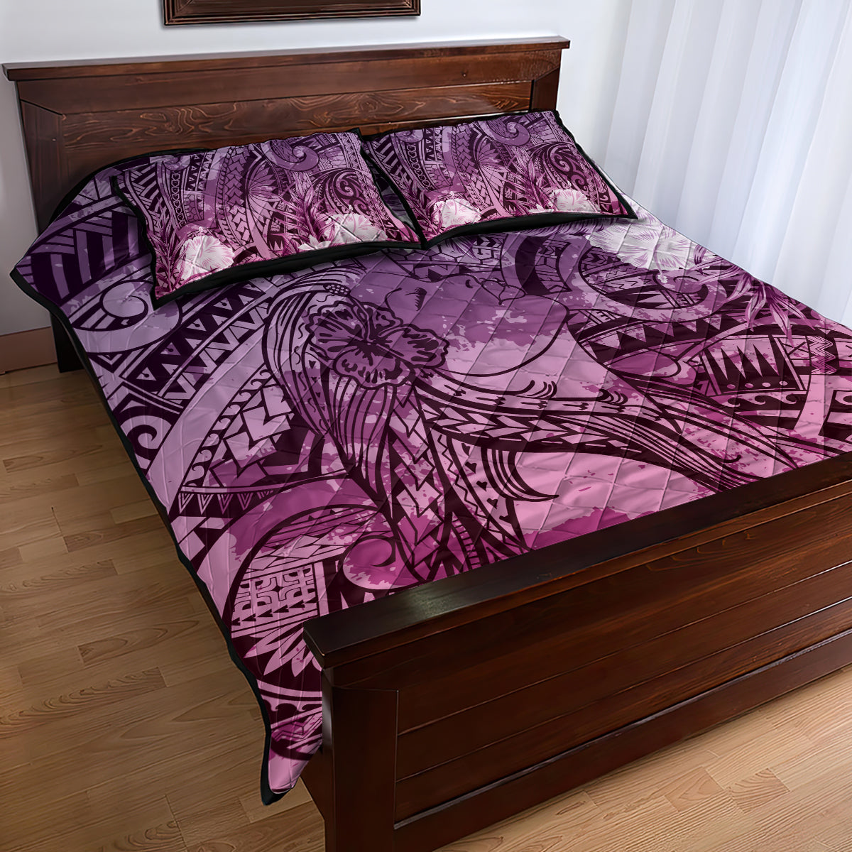 Pacific Beauty Girl Quilt Bed Set Pink Polyneisan Tribal Vintage Motif LT9 - Polynesian Pride