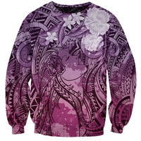 Pacific Beauty Girl Sweatshirt Pink Polyneisan Tribal Vintage Motif LT9 Unisex Pink - Polynesian Pride
