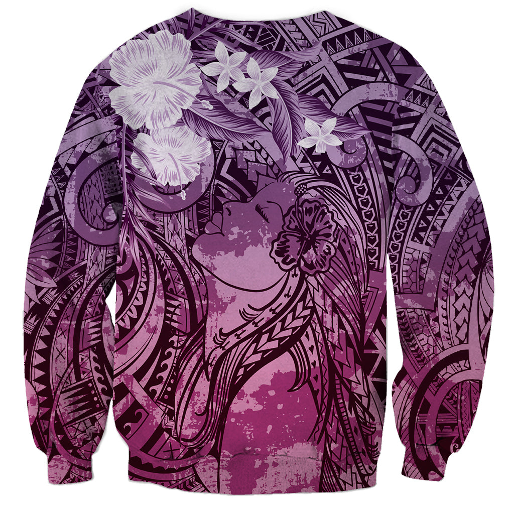 Pacific Beauty Girl Sweatshirt Pink Polyneisan Tribal Vintage Motif LT9 - Polynesian Pride