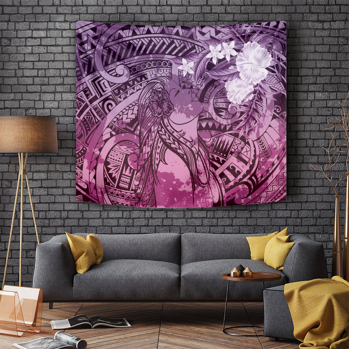 Pacific Beauty Girl Tapestry Pink Polyneisan Tribal Vintage Motif LT9 - Polynesian Pride