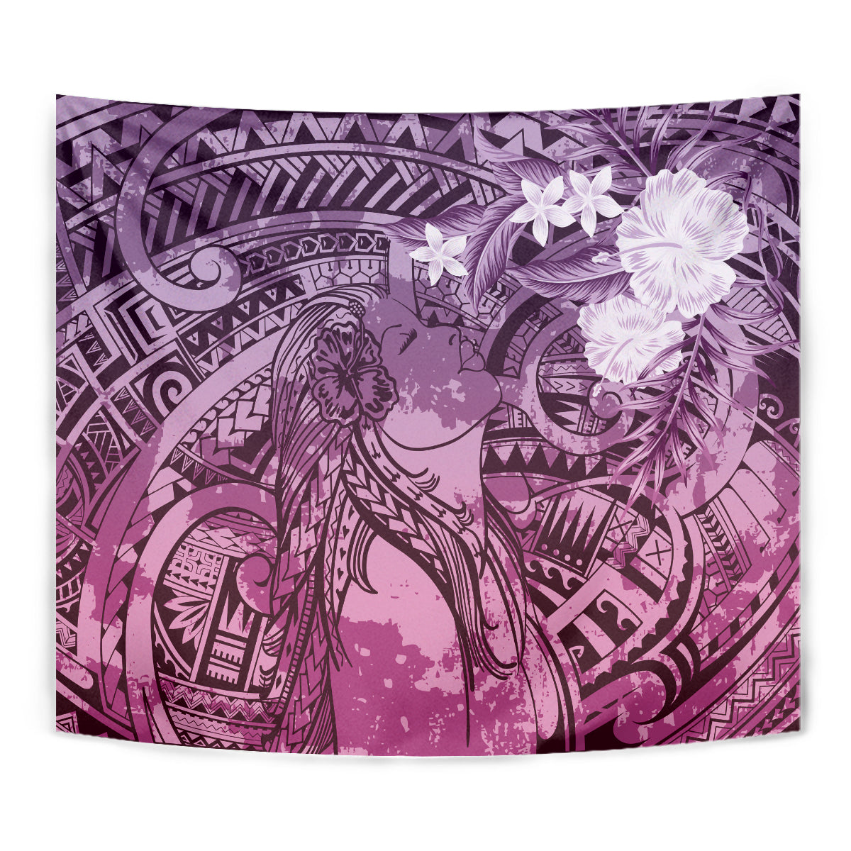 Pacific Beauty Girl Tapestry Pink Polyneisan Tribal Vintage Motif LT9 - Polynesian Pride