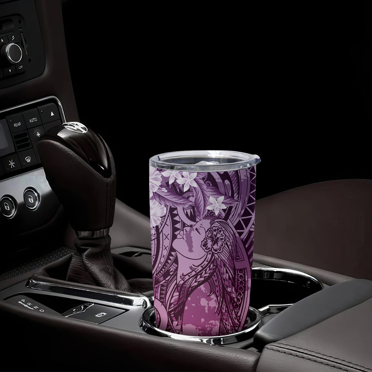 Pacific Beauty Girl Tumbler Cup Pink Polyneisan Tribal Vintage Motif