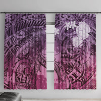 Pacific Beauty Girl Window Curtain Pink Polyneisan Tribal Vintage Motif LT9 With Hooks Pink - Polynesian Pride