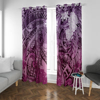 Pacific Beauty Girl Window Curtain Pink Polyneisan Tribal Vintage Motif LT9 With Grommets Pink - Polynesian Pride