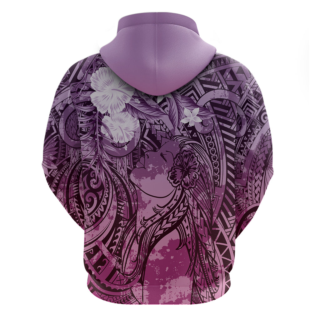 Pacific Beauty Girl Zip Hoodie Pink Polyneisan Tribal Vintage Motif LT9 - Polynesian Pride