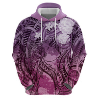 Pacific Beauty Girl Zip Hoodie Pink Polyneisan Tribal Vintage Motif LT9 - Polynesian Pride