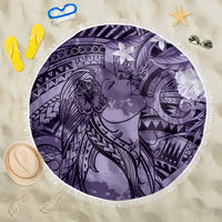 Pacific Beauty Girl Beach Blanket Violet Polyneisan Tribal Vintage Motif LT9 One Size 150cm Violet - Polynesian Pride