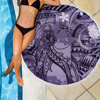 Pacific Beauty Girl Beach Blanket Violet Polyneisan Tribal Vintage Motif LT9 - Polynesian Pride