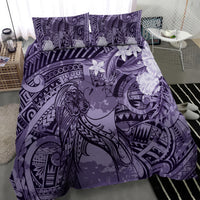 Pacific Beauty Girl Bedding Set Violet Polyneisan Tribal Vintage Motif LT9 - Polynesian Pride