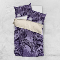 Pacific Beauty Girl Bedding Set Violet Polyneisan Tribal Vintage Motif LT9 US Twin 172cm x 218cm Violet - Polynesian Pride
