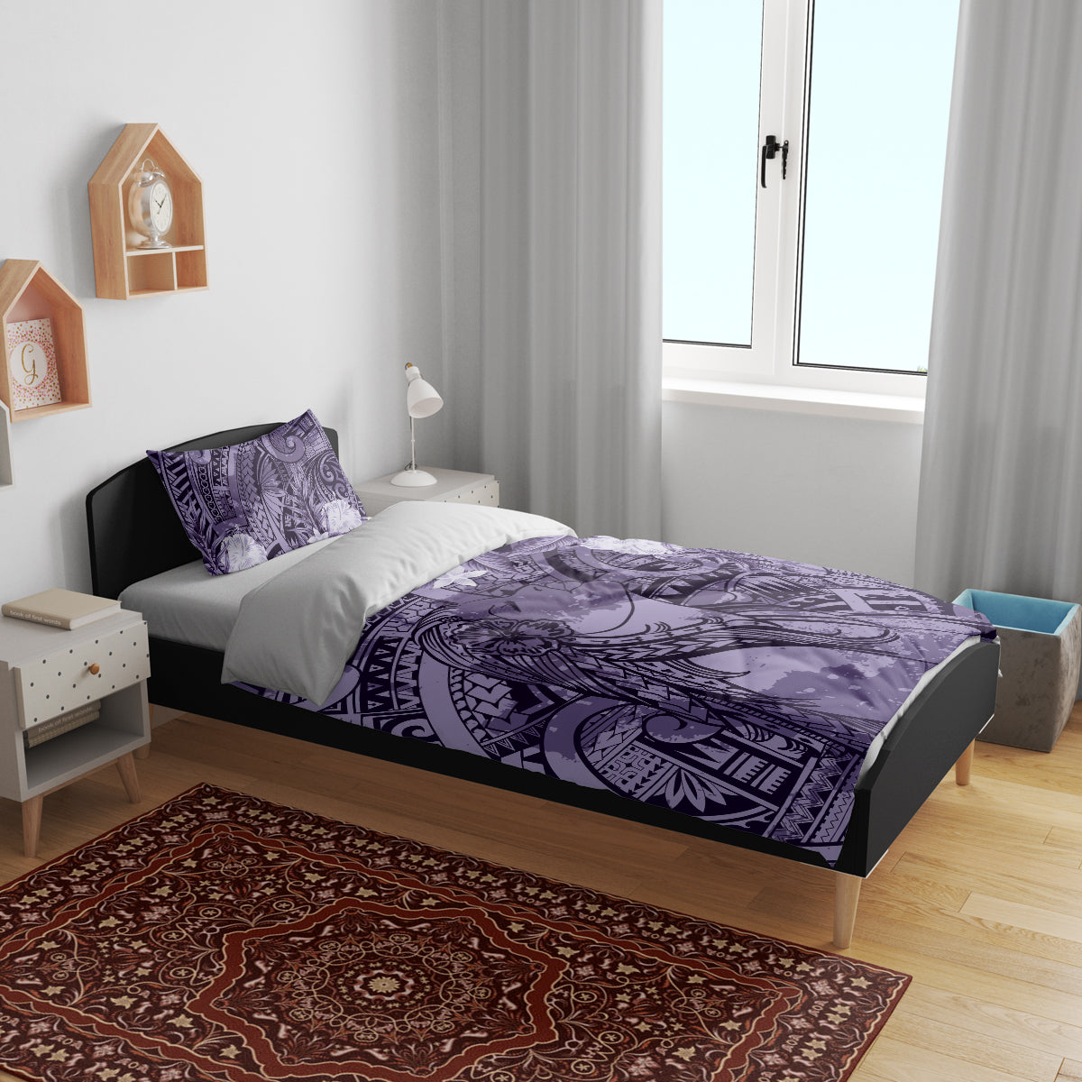 Pacific Beauty Girl Bedding Set Violet Polyneisan Tribal Vintage Motif LT9 - Polynesian Pride