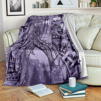 Pacific Beauty Girl Blanket Violet Polyneisan Tribal Vintage Motif LT9 Violet - Polynesian Pride