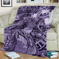 Pacific Beauty Girl Blanket Violet Polyneisan Tribal Vintage Motif LT9 - Polynesian Pride
