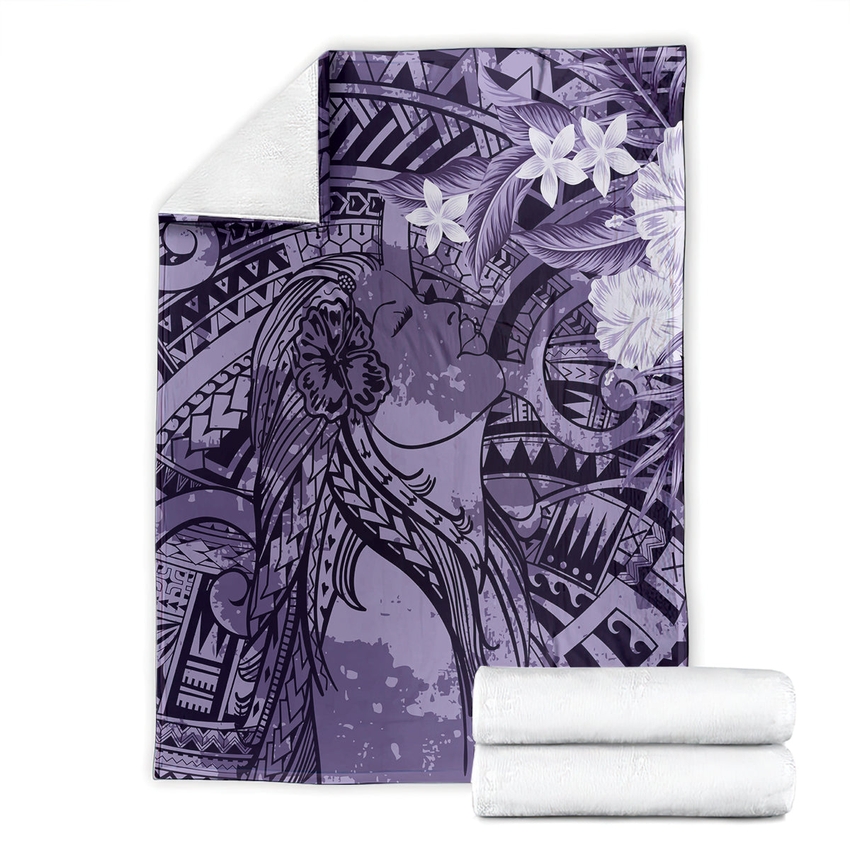 Pacific Beauty Girl Blanket Violet Polyneisan Tribal Vintage Motif LT9 - Polynesian Pride