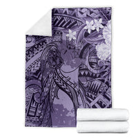 Pacific Beauty Girl Blanket Violet Polyneisan Tribal Vintage Motif LT9 - Polynesian Pride