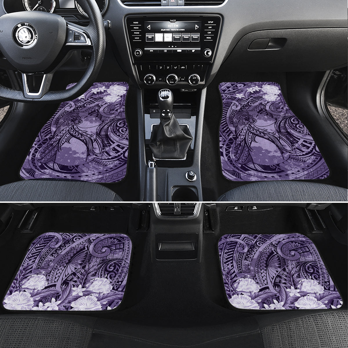 Pacific Beauty Girl Car Mats Violet Polyneisan Tribal Vintage Motif