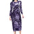 Pacific Beauty Girl Family Matching Long Sleeve Bodycon Dress and Hawaiian Shirt Violet Polyneisan Tribal Vintage Motif