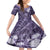 Pacific Beauty Girl Family Matching Off Shoulder Maxi Dress and Hawaiian Shirt Violet Polyneisan Tribal Vintage Motif