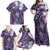 Pacific Beauty Girl Family Matching Off Shoulder Maxi Dress and Hawaiian Shirt Violet Polyneisan Tribal Vintage Motif