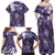 Pacific Beauty Girl Family Matching Off Shoulder Maxi Dress and Hawaiian Shirt Violet Polyneisan Tribal Vintage Motif