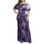 Pacific Beauty Girl Family Matching Off Shoulder Maxi Dress and Hawaiian Shirt Violet Polyneisan Tribal Vintage Motif