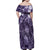 Pacific Beauty Girl Family Matching Off Shoulder Maxi Dress and Hawaiian Shirt Violet Polyneisan Tribal Vintage Motif