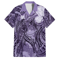 Pacific Beauty Girl Family Matching Tank Maxi Dress and Hawaiian Shirt Violet Polyneisan Tribal Vintage Motif