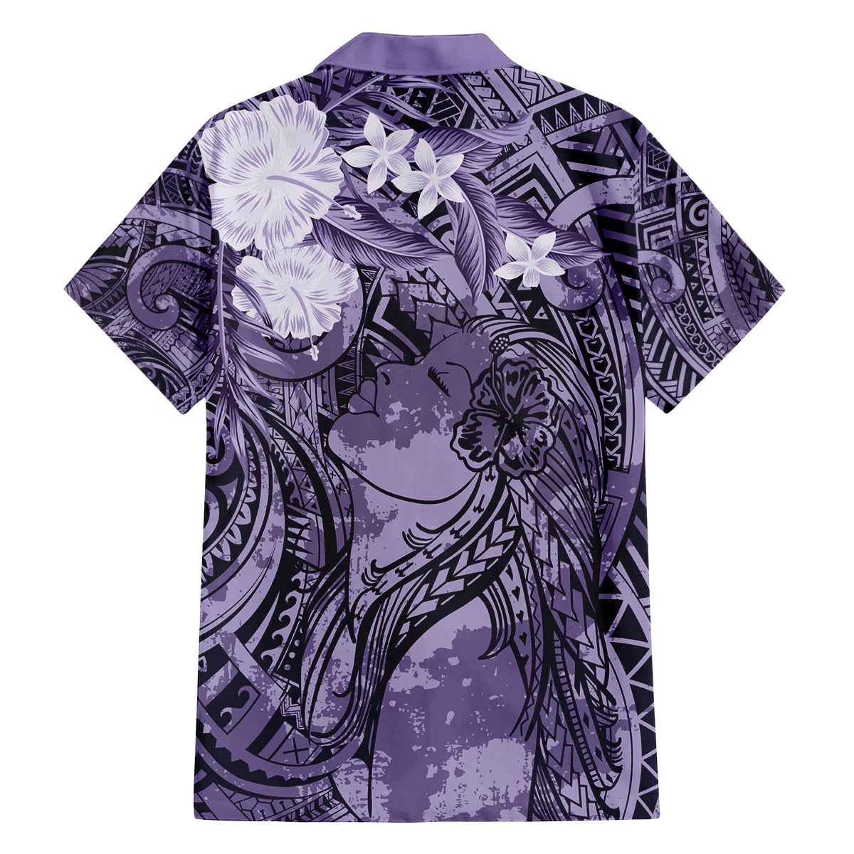 Pacific Beauty Girl Family Matching Tank Maxi Dress and Hawaiian Shirt Violet Polyneisan Tribal Vintage Motif