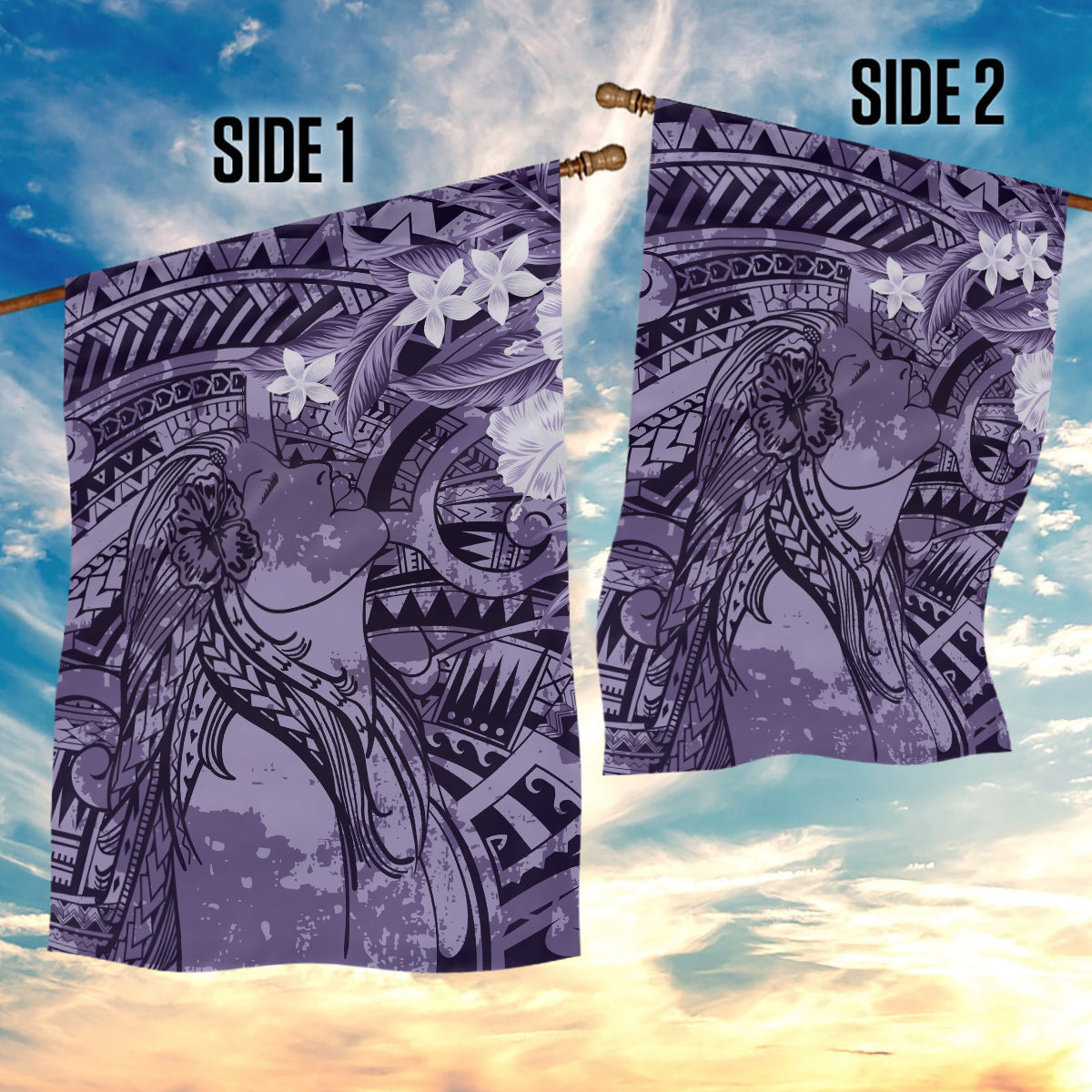 Pacific Beauty Girl Garden Flag Violet Polyneisan Tribal Vintage Motif LT9 - Polynesian Pride