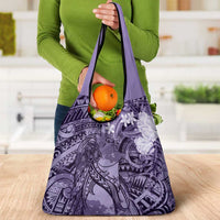 Pacific Beauty Girl Grocery Bag Violet Polyneisan Tribal Vintage Motif LT9 - Polynesian Pride