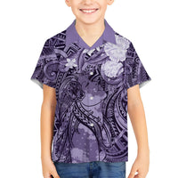 Pacific Beauty Girl Hawaiian Shirt Violet Polyneisan Tribal Vintage Motif